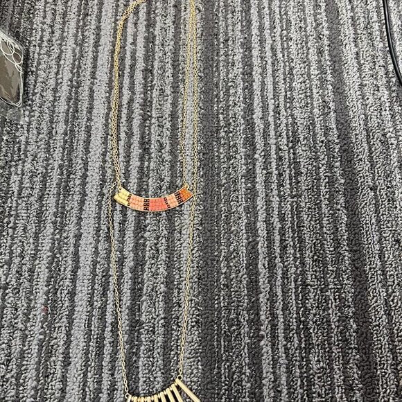 Ballet Two-Layer Gold Tone Necklace Spikes & Beaded Layers NWT $60 - Picture 3 of 7